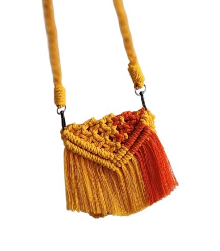 کیف کوچک نارنجی مکرومه